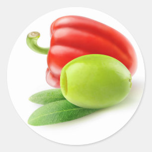 Adesivo Azeitona verde e pimenta vermelha