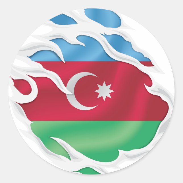 Adesivo Azerbaijão Ripped Flag (Frente)
