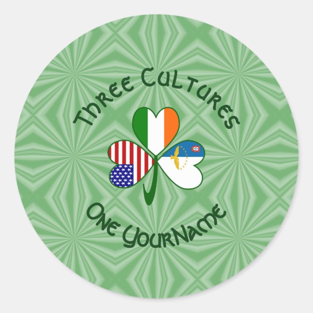 Adesivo Azoreano Irish American Flags Shamrock Personaliza (Frente)