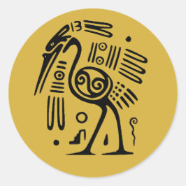 Adesivo Aztec Black Heron em Estilo Mexicano Dourado