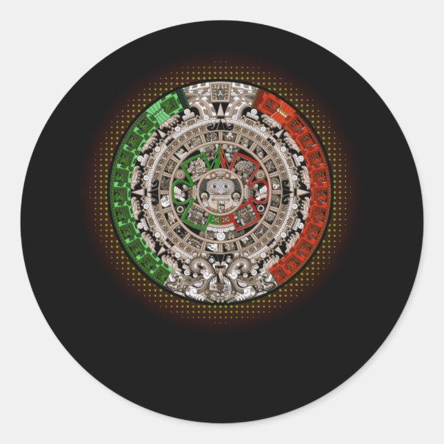 Adesivo Aztec Calendar Sun Stone Mexican Art Carving (Frente)