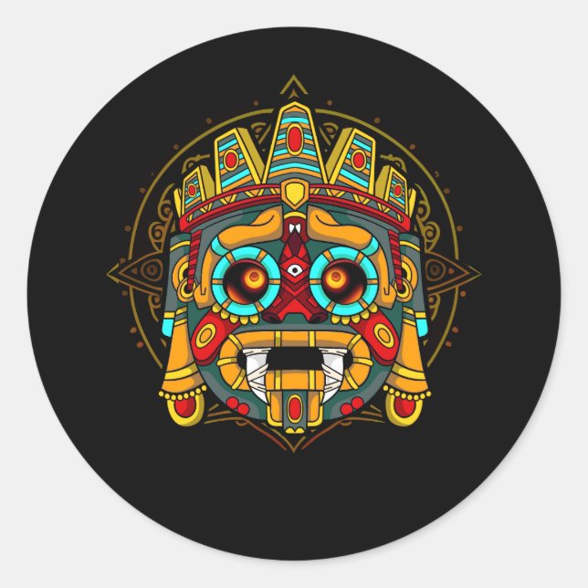 Adesivo Aztec Deus Tlaloc Mayan Mythology Deity Mexicano H (Frente)
