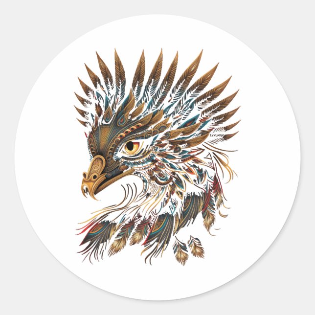 Adesivo Aztec Ouro Eagle Azteca Indígenas Art Mexicano (Frente)