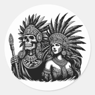 Adesivo Aztec Skeleton Warrior com Princesa Mulheres Arte