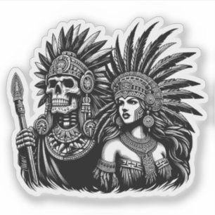 Adesivo Aztec Skeleton Warrior com Princesa Mulheres Arte