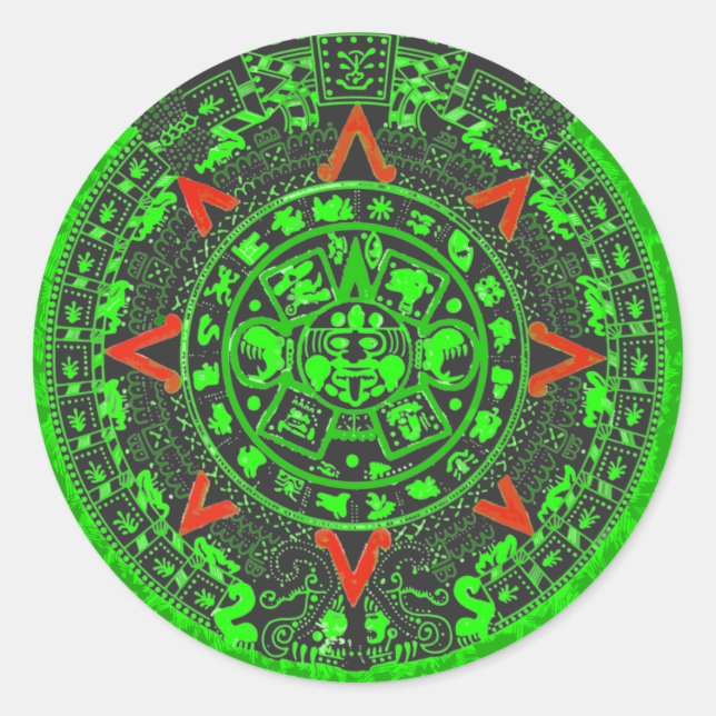 Adesivo Aztec Sun Stone Green Design (Frente)