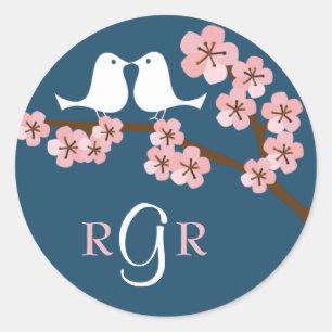 Adesivo Azuis marinhos & casamento cor-de-rosa do