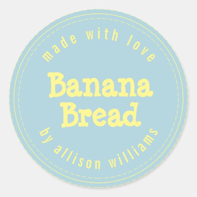 Adesivo Azul Amarelo-Pão-de-Banana moderna caseira (Frente)