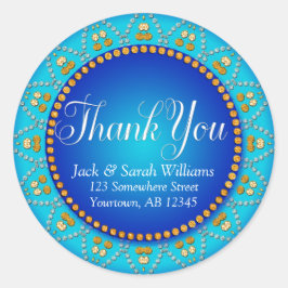 Adesivo Azul Aqua Sun Casamento Favor Obrigado Sticker