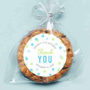 Adesivo Azul Aqua Verde Confetti Aniversário Obrigado