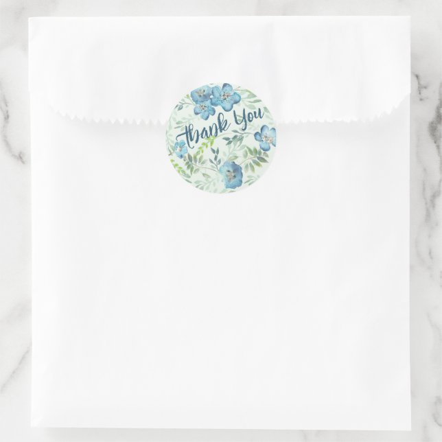Adesivo Azul Aquarela Floral Elegante (Bolsa)