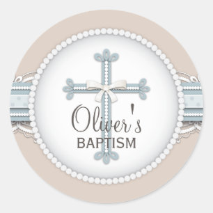 Adesivo Azul Bebê   Cruz de Celebração Religiosa do bege