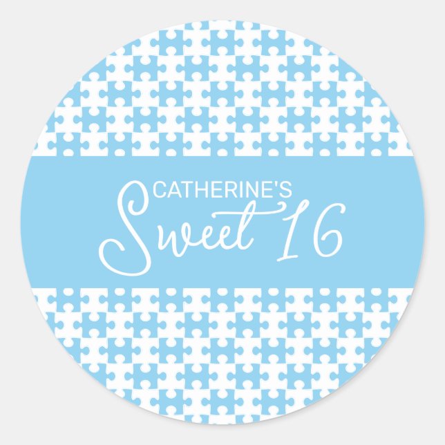 Adesivo Azul-Bebê E Quebra-cabeça Branco Checkered Sweet 1 (Frente)