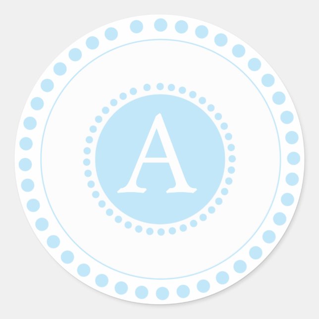 Adesivo Azul-bebê - selos de envelopes monogramas (Frente)