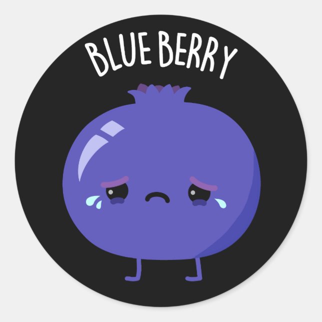 Adesivo Azul Berry Funny Blueberry Pun Dark BG (Frente)