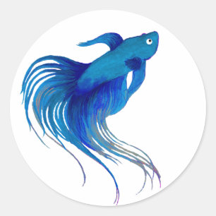 Adesivo Azul Betta Fish Watercolor