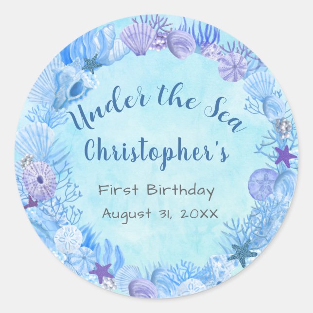 Adesivo Azul bonito debaixo do Aniversário do Menino do Ma (Frente)