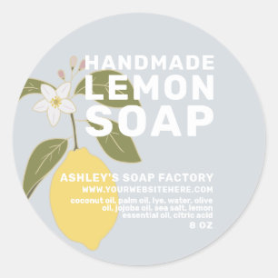Adesivo Azul Botânico de sabão de limão feito à mão modern