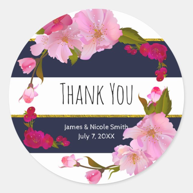 Adesivo Azul, branco e Dourado Partido Floral Chic Glam (Frente)