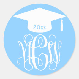 Adesivo Azul Céu Wt Videira Script Monograma Graduação DIY