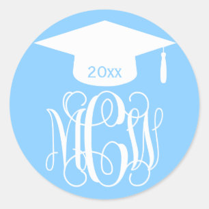 Adesivo Azul Céu Wt Videira Script Monograma Graduação DIY