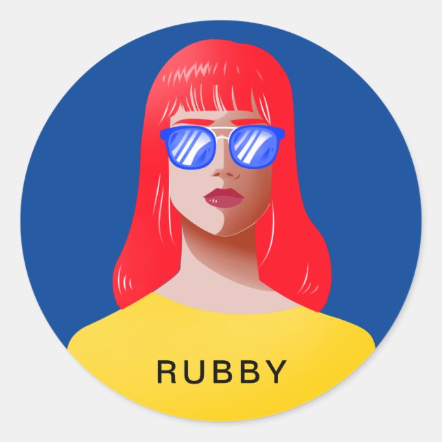 Adesivo Azul-chic e mulher clássica (Frente)