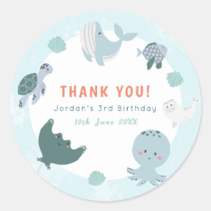 Adesivo Azul Cinto Sob A Aquarela Do Mar Obrigado