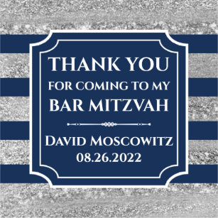 Adesivo Azul, Cinza Strike Bar Mitzvah Obrigado Sticker