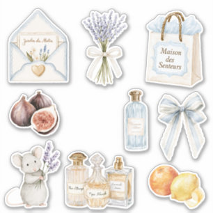 Adesivo Azul Claro Francês Envelope Coração Floral Creme  