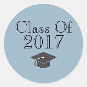 Adesivo Azul "Classe de 2017" com Boné de formatura
