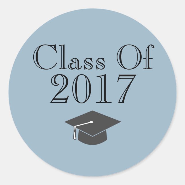 Adesivo Azul "Classe de 2017" com Boné de formatura (Frente)