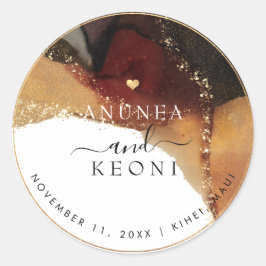 Adesivo Azul com álcool de tinta Abstrato PixDezine Dourad