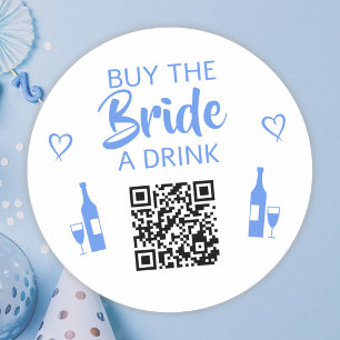 Adesivo Azul Compre a Noiva uma Bebida Código QR Despedida