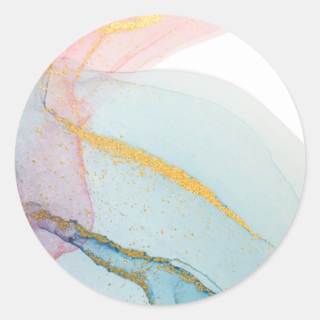 Adesivo Azul, cor-de-água Dourada rosa (Frente)