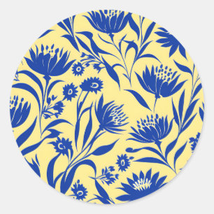 Adesivo Azul Cornflower Moderno Floral Amarelo