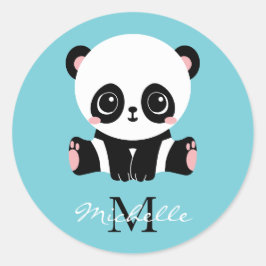 Adesivo Azul de bolha personalizada Panda branca monograma