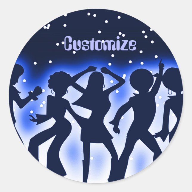 Adesivo Azul de festa de dança retrorreflectora (Frente)