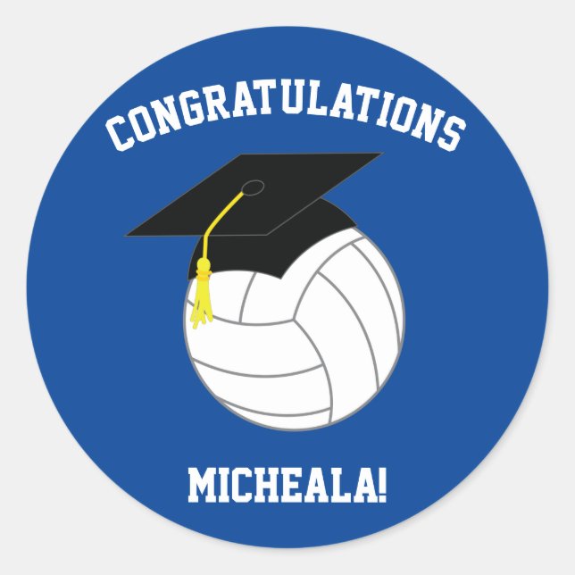 Adesivo Azul de Graduação de Voleibol (Frente)