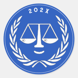 Adesivo Azul de Graduação do Formando da Faculdade de Dire