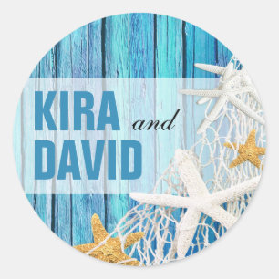 Adesivo Azul de madeira do favor   da praia da rede da