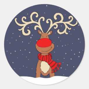 Adesivo azul de rena de nariz vermelho de Natal
