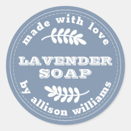 Adesivo Azul de Vintagem do Soap de Lavanda Personalizado