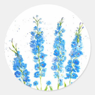 Adesivo Azul delfinium floral aquarela elegante