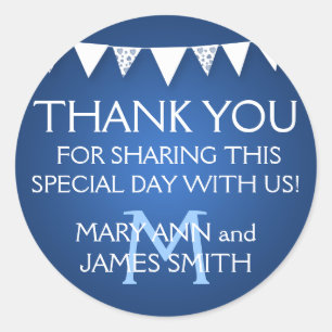 Adesivo Azul do monograma da estamenha do amor do Tag do