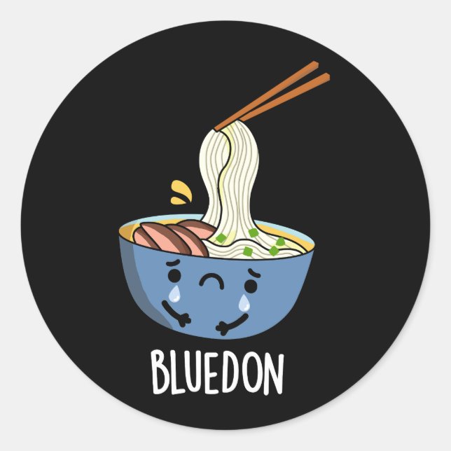 Adesivo Azul-don Engraçado Udon Trocadilho Escuro BG (Frente)