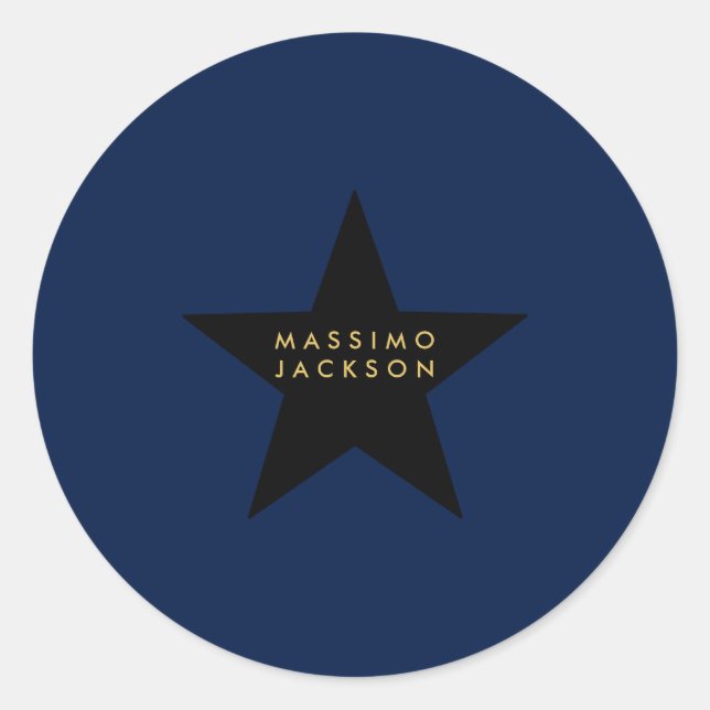 Adesivo Azul Dourado Cores Profissional Tendência Estrela  (Frente)