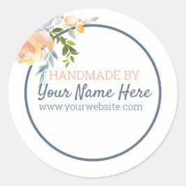 Adesivo Azul e Floral de Pêssego feitos à mão