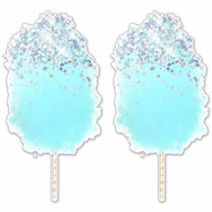 Adesivo Azul e prata doce doce de algodão 