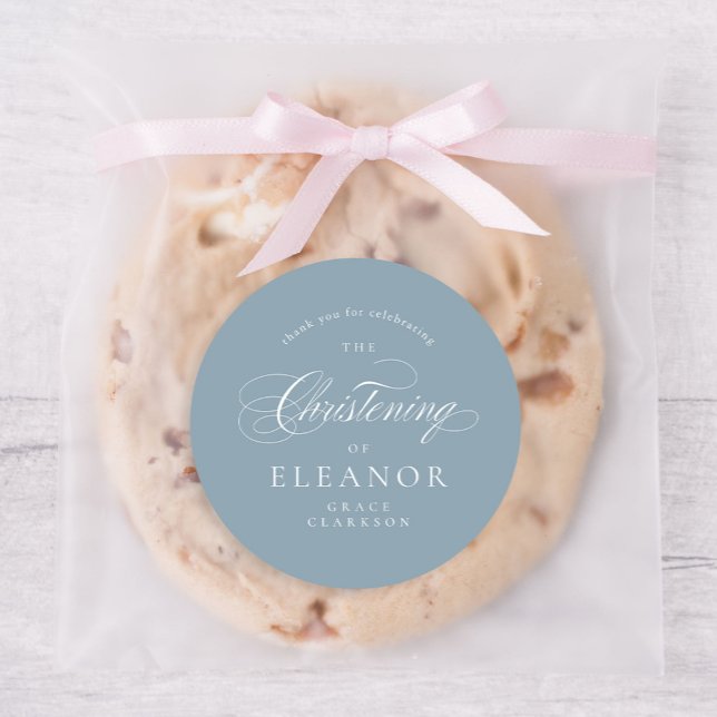 Adesivo Azul Elegante Caligrafia Natal Obrigado (Criador carregado)