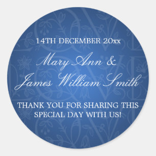 Adesivo Azul elegante do Flourish do amor do Tag do favor